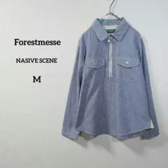 Forestmesse　シャツ　M　チェック　青　綿100%　レディース