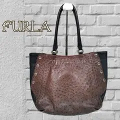 ▼フルラ◎オーストリッチトートバッグ ハンドバッグ ショルダーバッグ 秋冬色