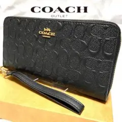 ギフト⭕️ 新作 コーチ 長財布 本革シグネチャー レディスメンズ