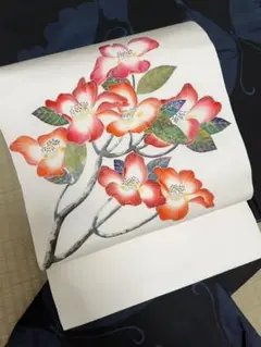 ◎はなえみ◎ 正絹 ハマナスのお花 友禅 塩瀬染め名古屋帯