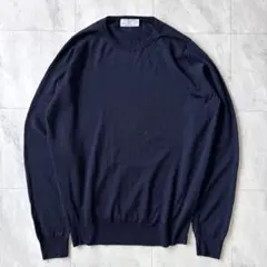 【超希少】ジョンスメドレー×ビームスエフ 30Gクルーネックニット 英国製 紺