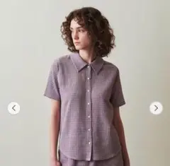 【美品】STEVEN ALAN クレープ チェック ハーフスリーブ シャツ