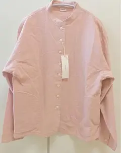 【新品・未使用】ピンク ノーカラージャケット シボコットン　PAR ICI
