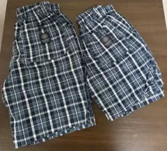 キッズお揃いチェック柄半ズボン　100サイズ/130サイズ