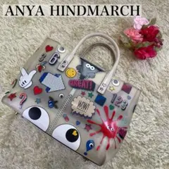 【美品】アニヤ ハンドマーチ ハンドバック エナメルステッカー A4可 手提げ