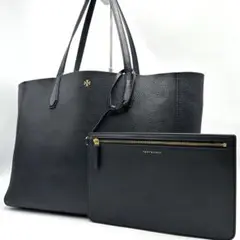 美品 トリーバーチ トートバッグ シボ革 ポーチ A4 肩掛け 黒 ビジネス