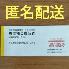 吉野家ホールディングス 株主優待券 500円券 12枚