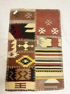 未使用　インド製　キリム　ラグマット　ウール　60×90cm