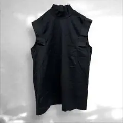 B3》ジョンローレンスサリバン　ノースリーブブラウス背面ジッパー　綿シルク　黒F
