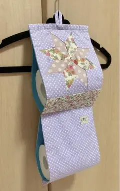 ハンドメイド リバーシブル トイレットペーパーストックカバーホルダー 花柄