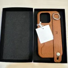 ブラウン レザー iPhoneケース Mイニシャル入り