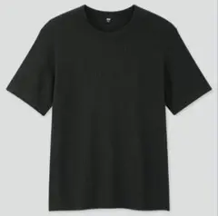 ユニクロ メンズ ワッフルクルーネックTシャツ L ブラック