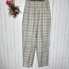 サマンサモスモス ブルー　シェフパンツ　【F】　ライトベージュ　チェック柄