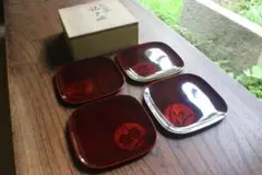 【輪島塗　五島屋謹製　蔓草　茶托五客　共箱】漆器　アンティーク　茶道具 輪島塗 五島屋謹製 蔓草 茶托五客 共箱】漆器 アンティーク 茶道具
