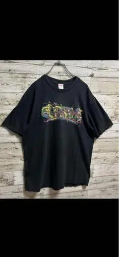 supreme プリント Tシャツ 黒　XL