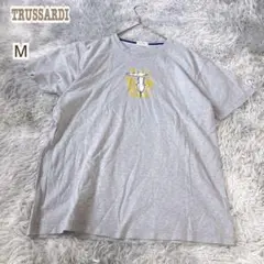 トラサルディ【M】半袖Tシャツ ロゴ コットン インナー グレー カジュアル