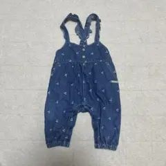 美品　フタフタ　デニムサロペット　80cm フリル　さくらんぼ　オーバーオール