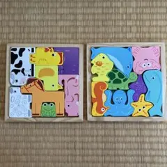 木製動物・海の生物パズルセット