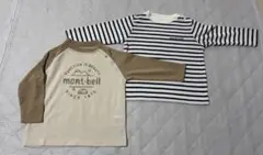 mont-bell 長袖Tシャツ 80サイズ ベージュ・ストライプ