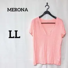 MERONA 【LL】トップス レディース ピンク Vネック Tシャツ
