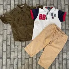 ミキハウス ダブルB ブラックベア 半袖 ポロシャツ ズボン セット 110