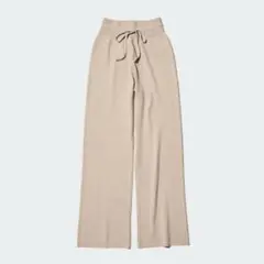 UNIQLO ウォッシャブルニットリブパンツ ベージュ S