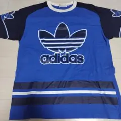 デサント製 adidas ラグランtシャツ トレフォイルロゴ ビンテージ L