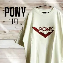 [タグ付・新品]PONY ポニー ふくれロゴTシャツ ホワイトx赤 Lサイズ