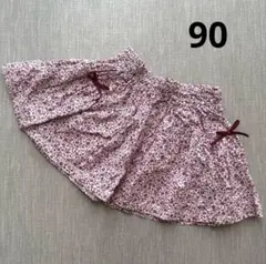 ペアレンツドリーム スカート 90 小花 リボン 綿 ピンク　日本製　薄手　夏