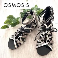希少✨osmosis オズモーシス＊パイソン柄 レザー 編み上げサンダル 24