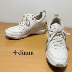 +diana 美脚ヒールアップ レザー スニーカー ホワイト 23.5cm