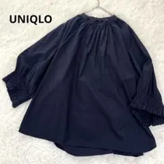 UNIQLO ユニクロ オーバーサイズ ギャザーブラウス バンドカラー Lサイズ