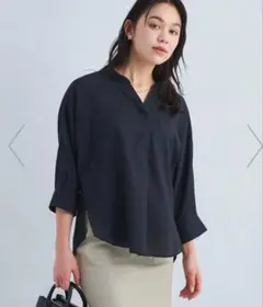 【新品】グリーンレーベルリラクシング　ドビースキッパーポケット7分袖ブラウス