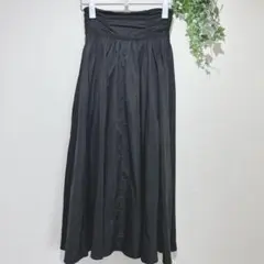【マジェスティックレゴン】黒 フレアロングスカート ギャザー入り　Mサイズ
