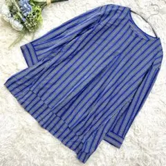 ジョルジュレッシュ ブルー スプライト柄 ブラウス 長袖 M カジュアル 春秋