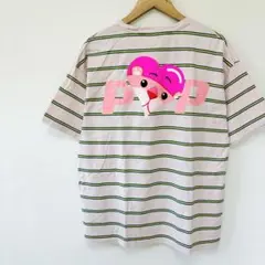 【ピンクパンサー】綿100％半袖ボーダー柄Tシャツ　M　キャラクター　コラボ