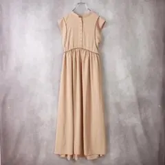 STYLEBLOCK　トロピカルコード配色ノースリーブワンピース　ベージュ
