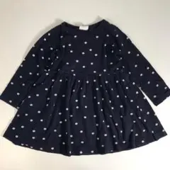 子供服 100㎝ breezeプリーズ ワンピース 紺 ドット柄 F1A046