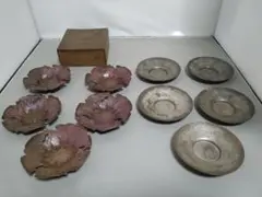 茶托 計10枚 海野美盛 銅 錫