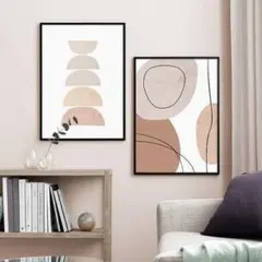 インテリア　2枚セット アートポスター 抽象アート 版画 A4サイズ