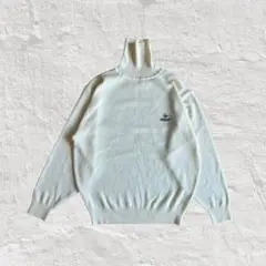 00's DUNLOP タートルネック セーター ゴルフ 薄手 刺繍 白