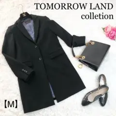 【トゥモローランドコレクション】チェスターコート カシミヤ混 玉虫色 ブラック