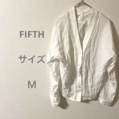FIFTH ホワイト レース装飾 長袖シャツ