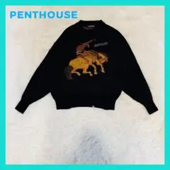 【ペントハウス】長袖 セーター ブラック Sサイズ級 メンズ 馬 刺繍 おしゃれ