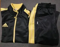 レディースadidas ジャージ上Ｌ　下Мセット 黒/黄色
