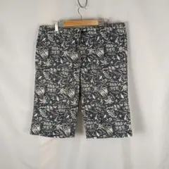 ガゼール　ハーフパンツ　総柄　ハイビスカス　XL　ネイビー　B3401