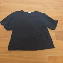 tiny manon 黒のレースフリル袖Tシャツ 140cm
