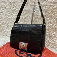 TORY BURCH ショルダーバッグ レザー ショルダー 黒 シルバー 金