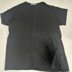 yohji yamamoto POUR HOMME黒 ボタン付き Tシャツ