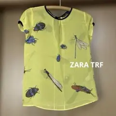 ZARA TRF コレクション　黄色シアーブラウス　インセクト柄